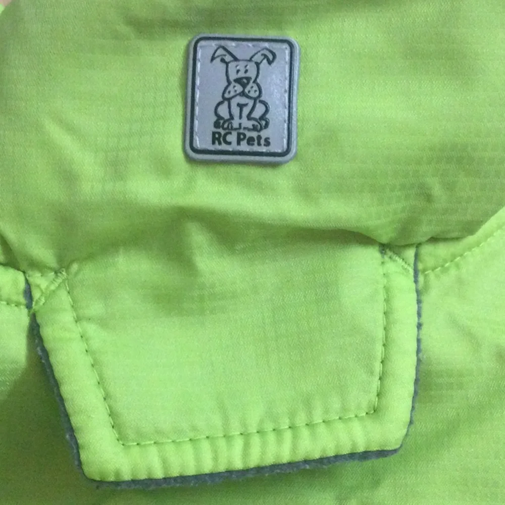 🌞 RC Pets jacket rain coat warm neon green velcro hole for leash for small dogs